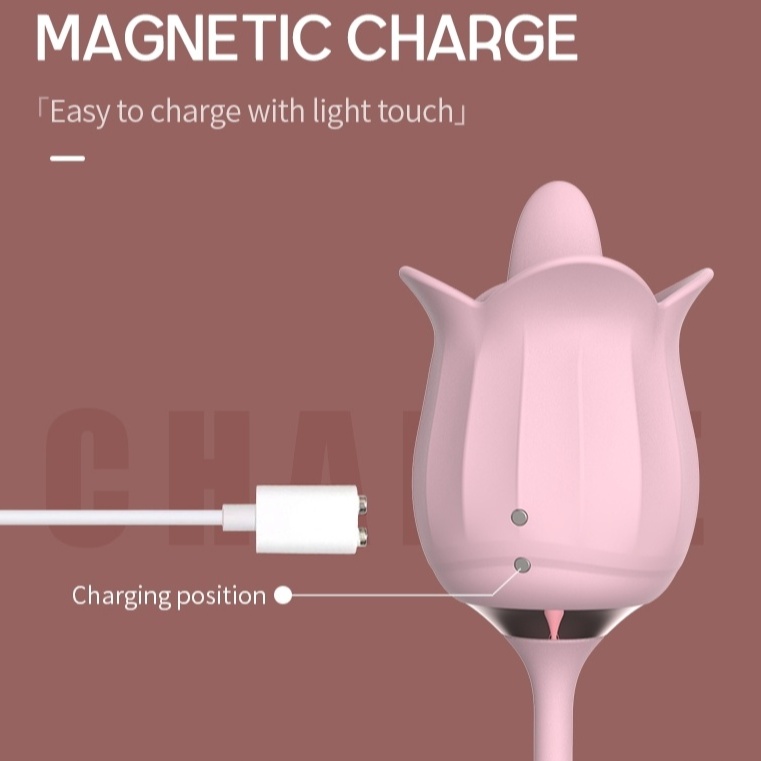 3-in-1 Blooming Rose Toy Rotating Telescopic Tongue Licking Pearls Vibrator Sex Toy For Adult Female - 