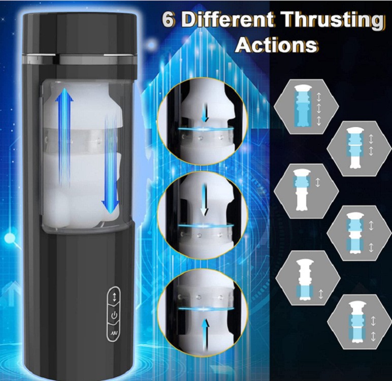 Automatic Blowjob Aircraft Cup Clamp Suction Vibration Telescopic Male Masturbator - 