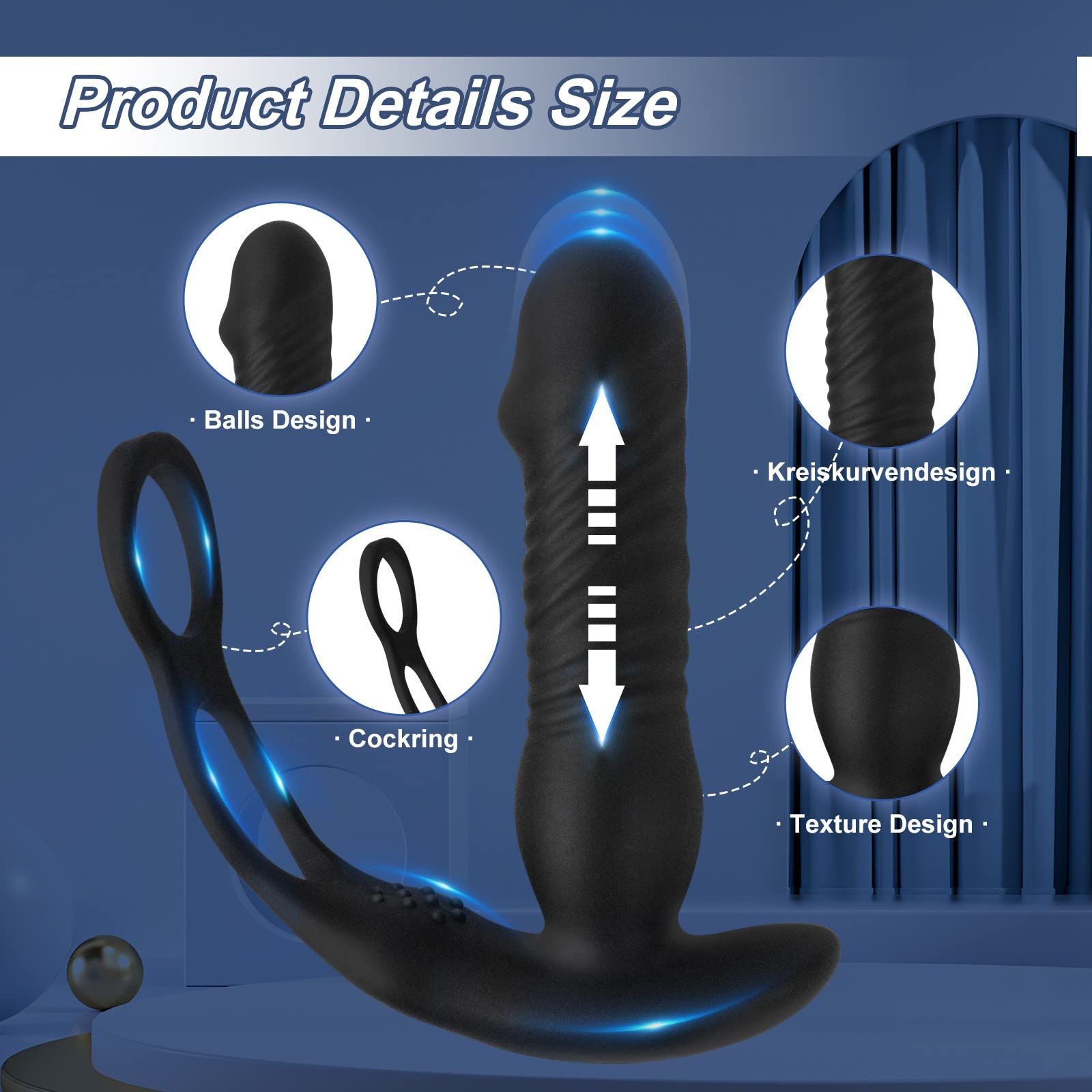Wireless Remote Control Telescopic Strong Shock Prostate Massager - 