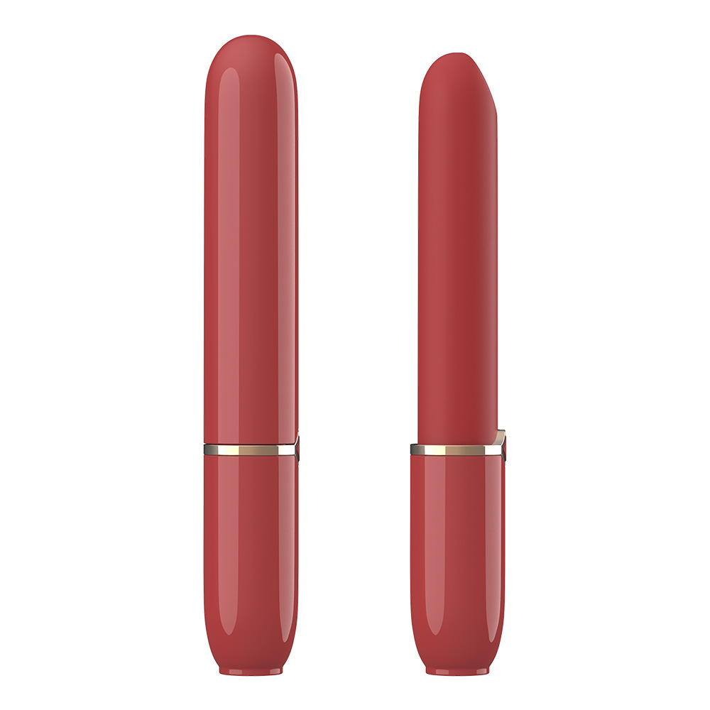 Portable Rechargeable Sleek Red Lipstick Vibrator - 