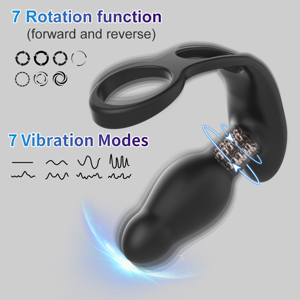 Wireless Remote Control Vestibular Anal Plug Dilator Prostate Massager With Ring - 