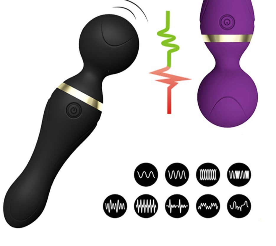 9 Modes Female Mute Vibrator Double Head Bendable Vibrator G-spot Masturbator Adult Sex Product - 