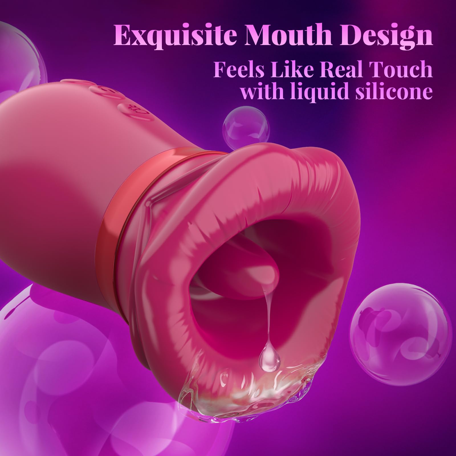 Rose Big Mouth Vibrator Clit Stimulator With Thrusting Vibrator - 