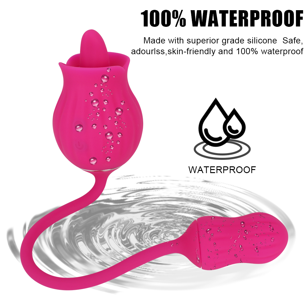 Tongue-licking Rose Toy With Vibrating Egg Clitoral Vaginal Stimulation Masturbation Toy - 