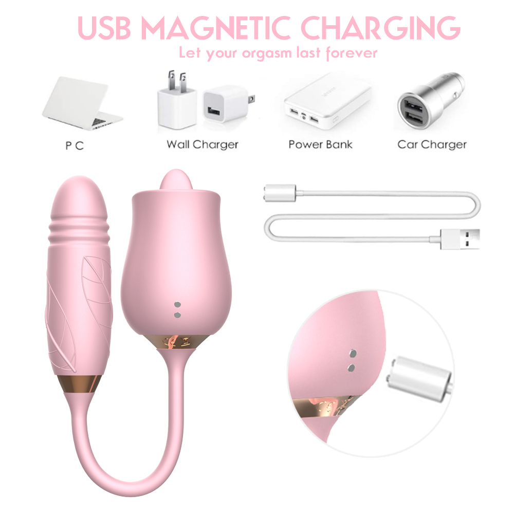 Rose Tongue Extender Dildo Vibrators Sex Toys For Woman - 