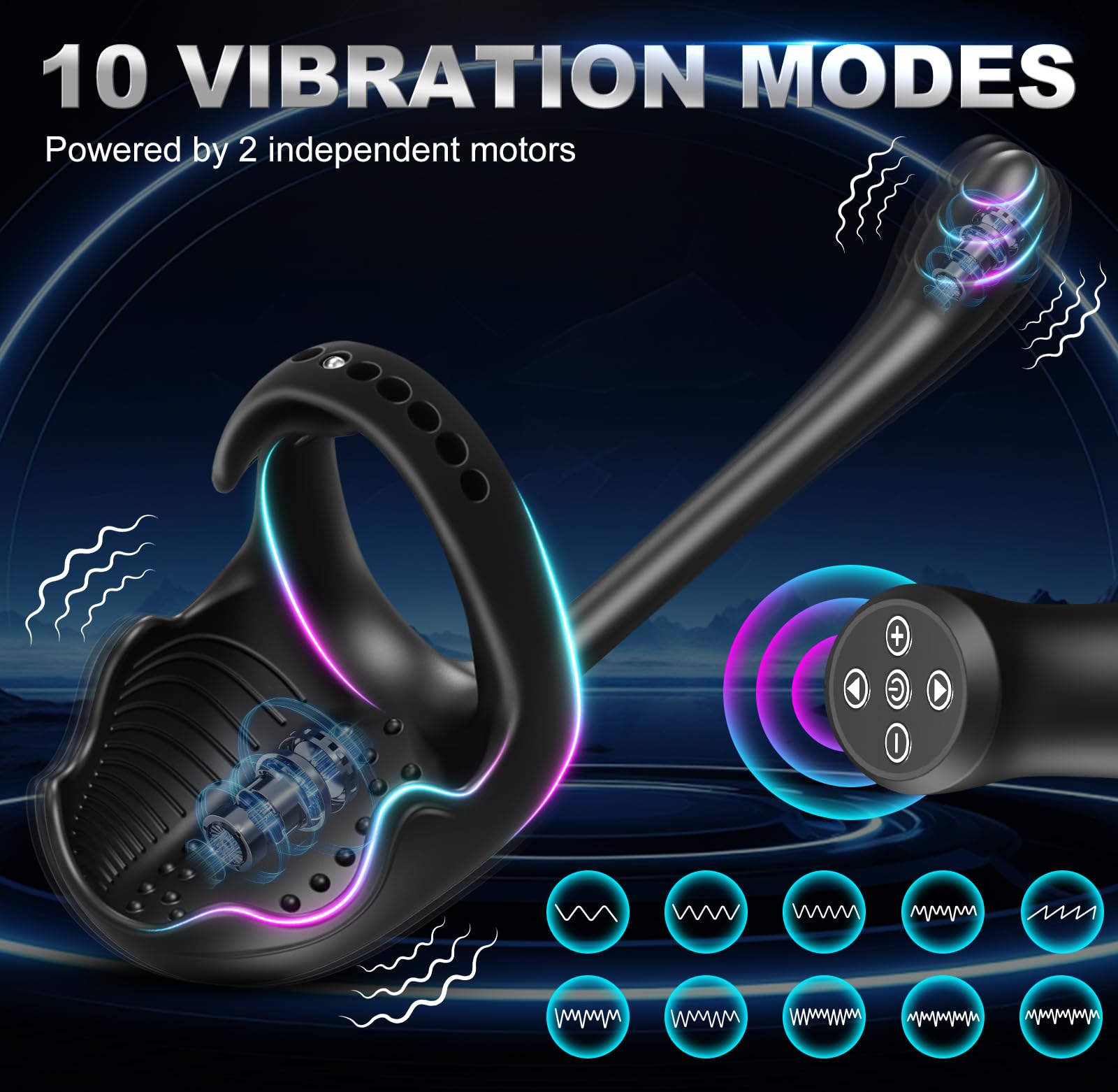 Lock Sperm Ring Remote Control Anal Vibrators with Testicle Vibration and Cock Ring Vibrators for Men - 