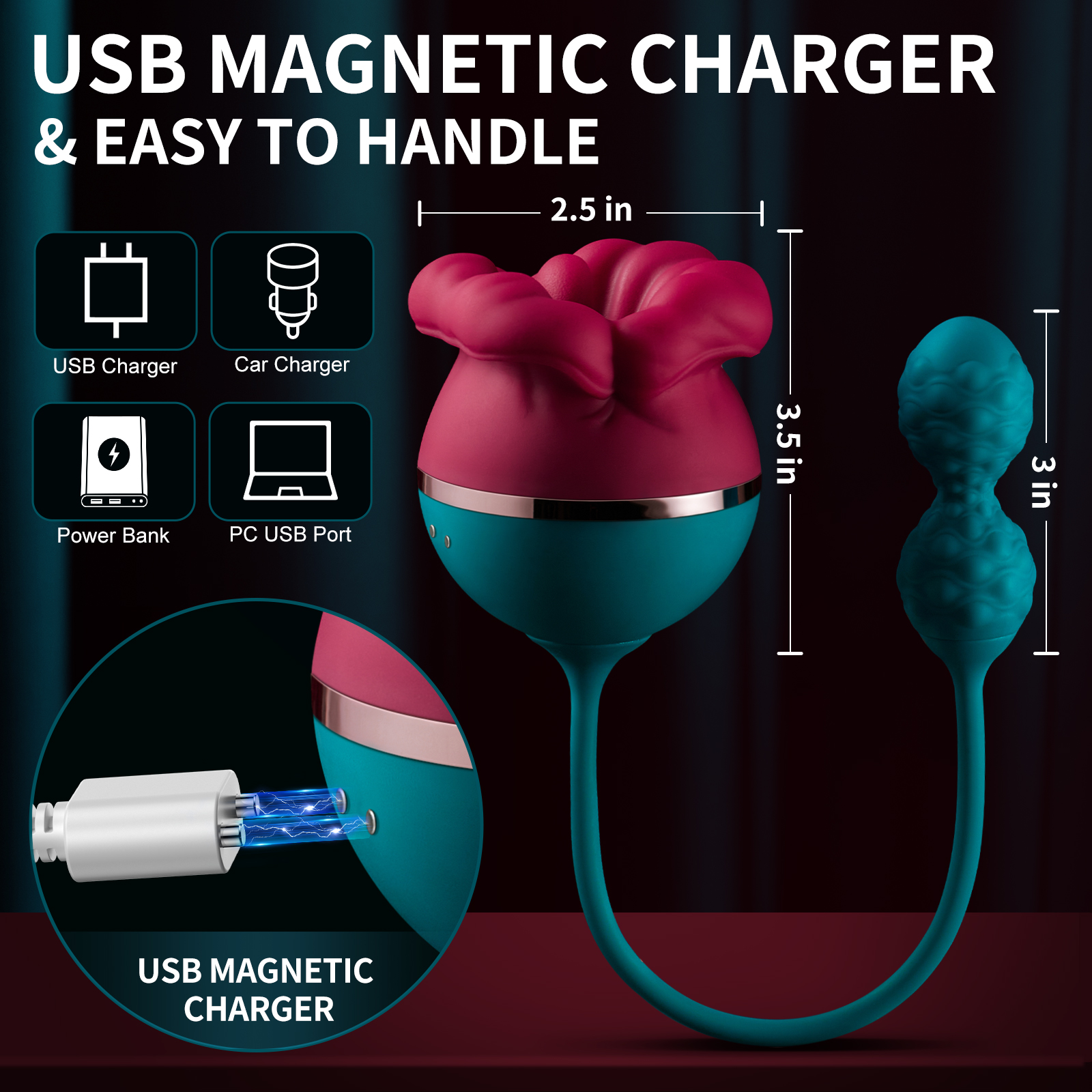 Hedda Tongue-licking Rose Clit Stimulator& Egg Vibrator - 