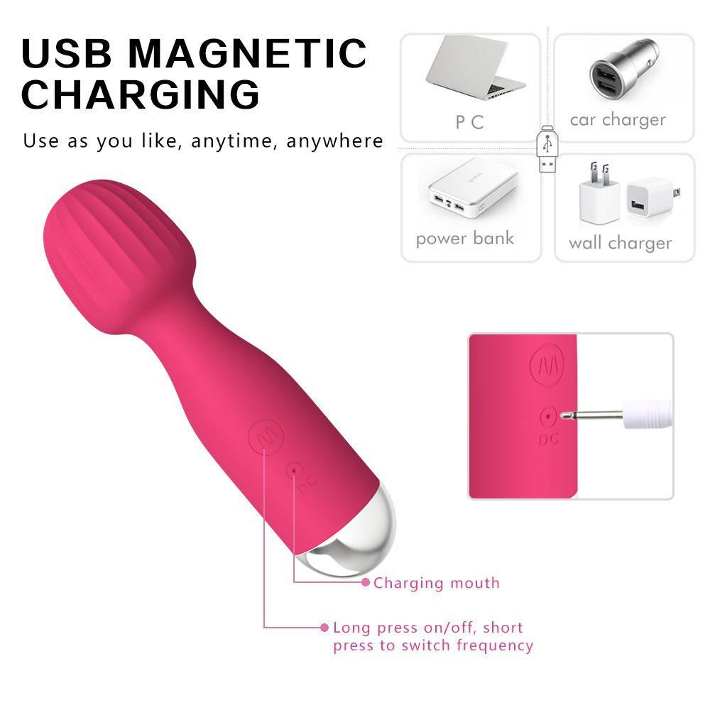 Mini Mushroom-head Wand Vibrator Clitoral G-Spot Stimulation Female Masturbation Toy - 