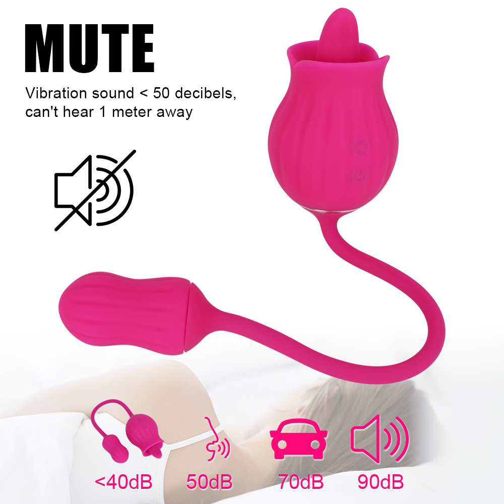 Tongue-licking Rose Toy With Vibrating Egg Clitoral Vaginal Stimulation Masturbation Toy - 