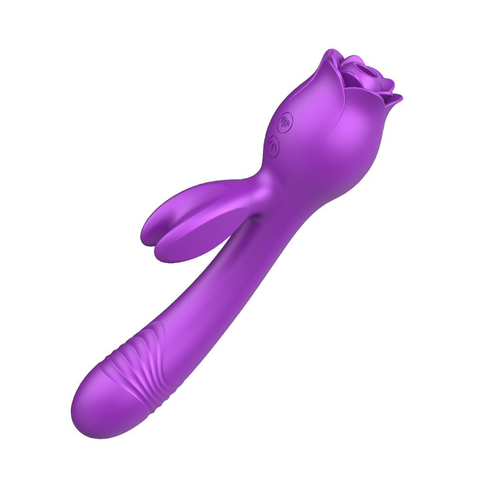 Bunny Rose Sex Toy 3 in 1 Sucking Thrusting Vibrator Clit Stimulator Toy - 