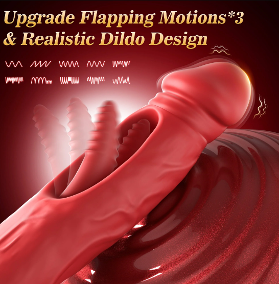 2024 Rose Flapping & Realistic Dildo Vibrator And Clitoral Moisture Blower - 