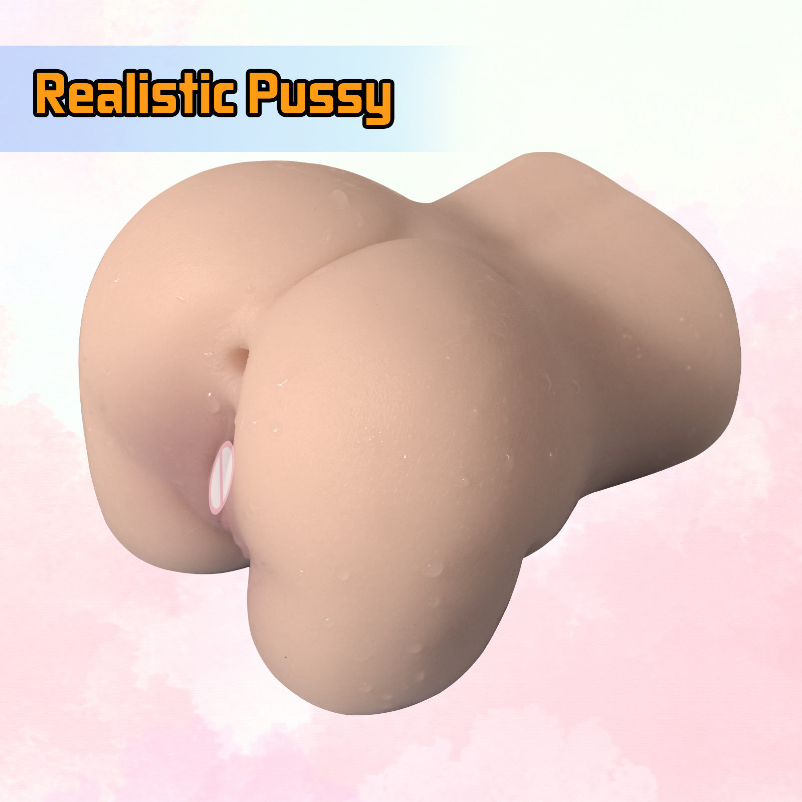 Simulated Dual-channel Male Masturbator 1.2kg Adult Toy Fleshy Pocket Pussy with Vagina & Anal - 