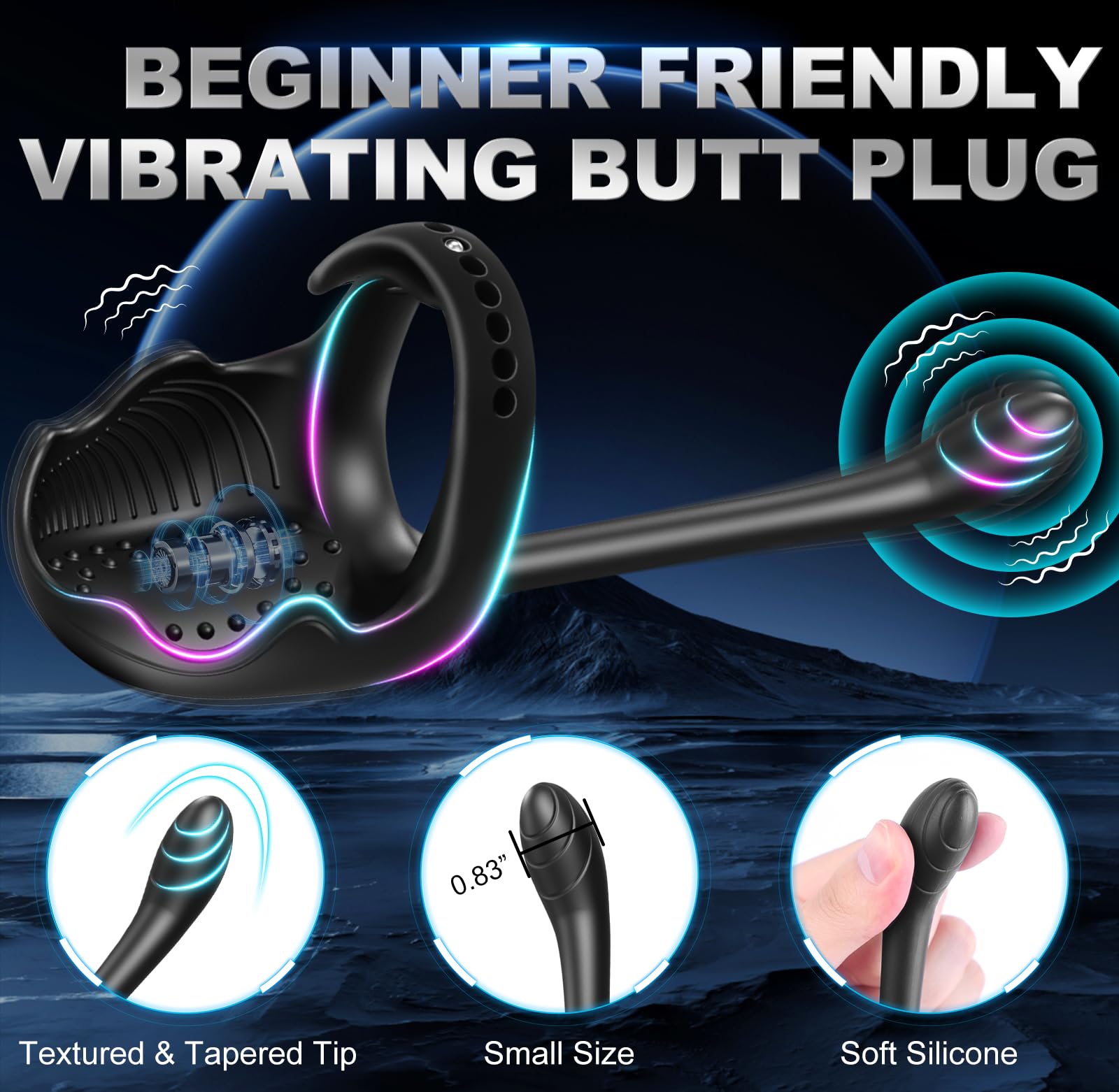 Lock Sperm Ring Remote Control Anal Vibrators with Testicle Vibration and Cock Ring Vibrators for Men - 