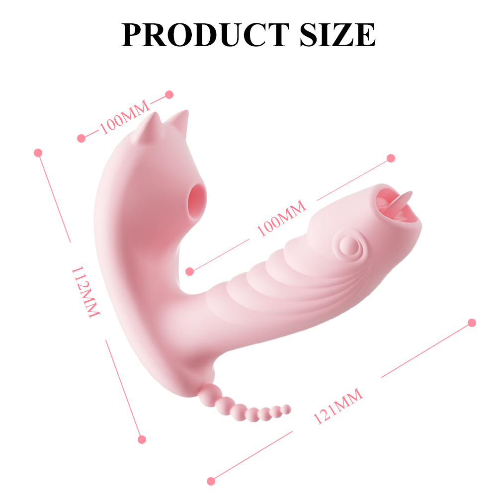 3 In 1 Kitten Clitoris Sucking Dildo Vibrator Panties Vagina Stimulator - 