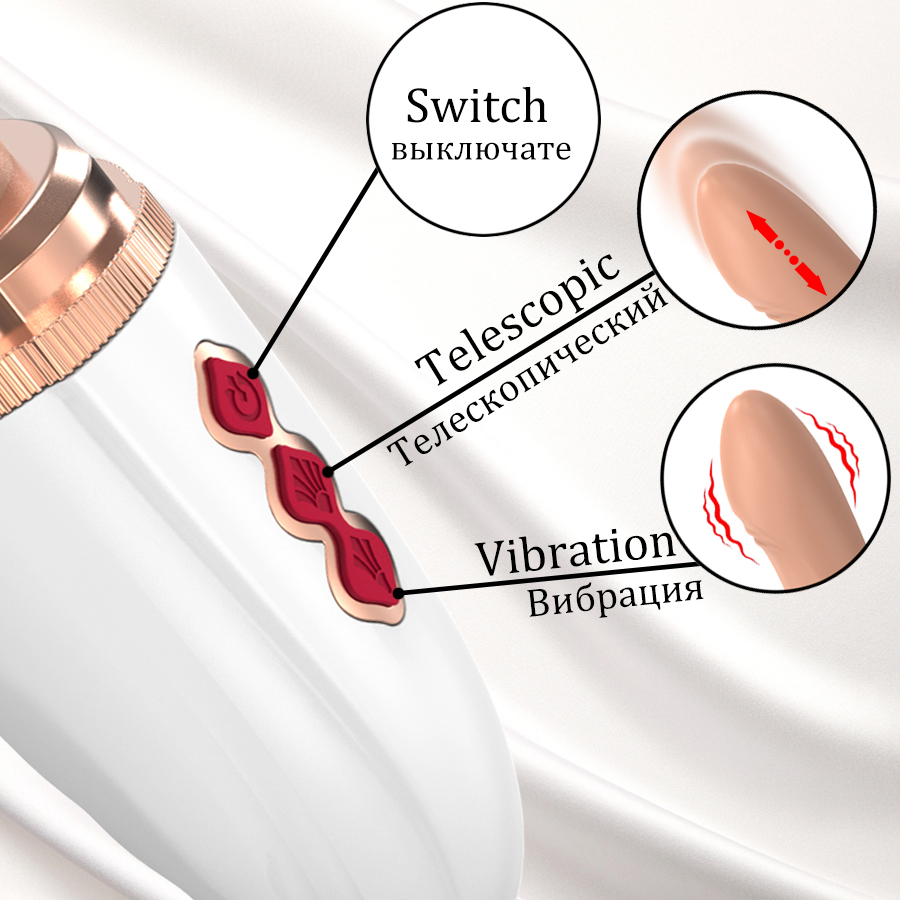 Hand Free 2-in-1 Telescopic Vibrating Dildo Machine - 