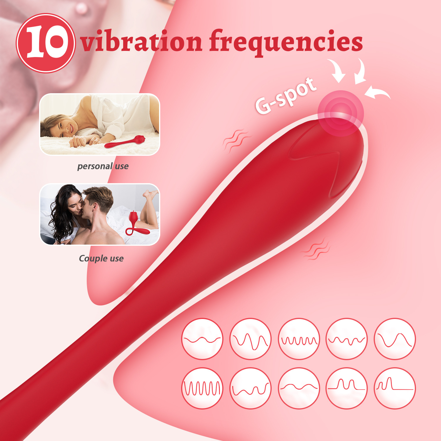 Lilith 2-in-1 Tongue-licking Rose Women's Vibrators Sex Tool - 