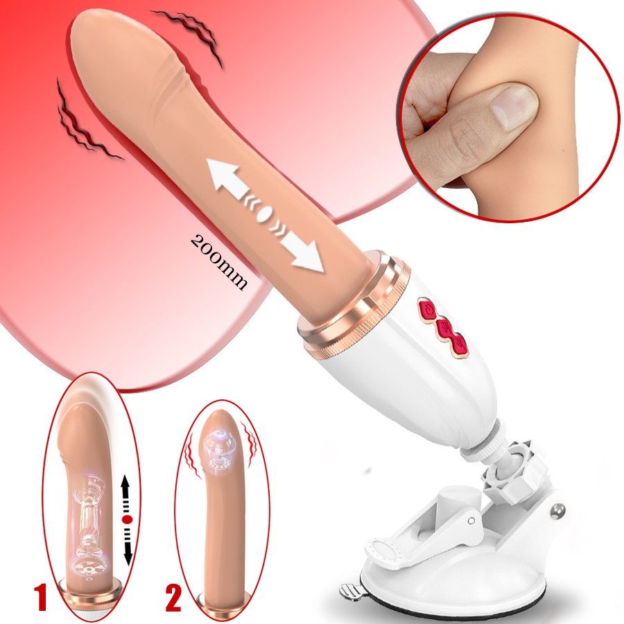 Hand Free 2-in-1 Telescopic Vibrating Dildo Machine - 