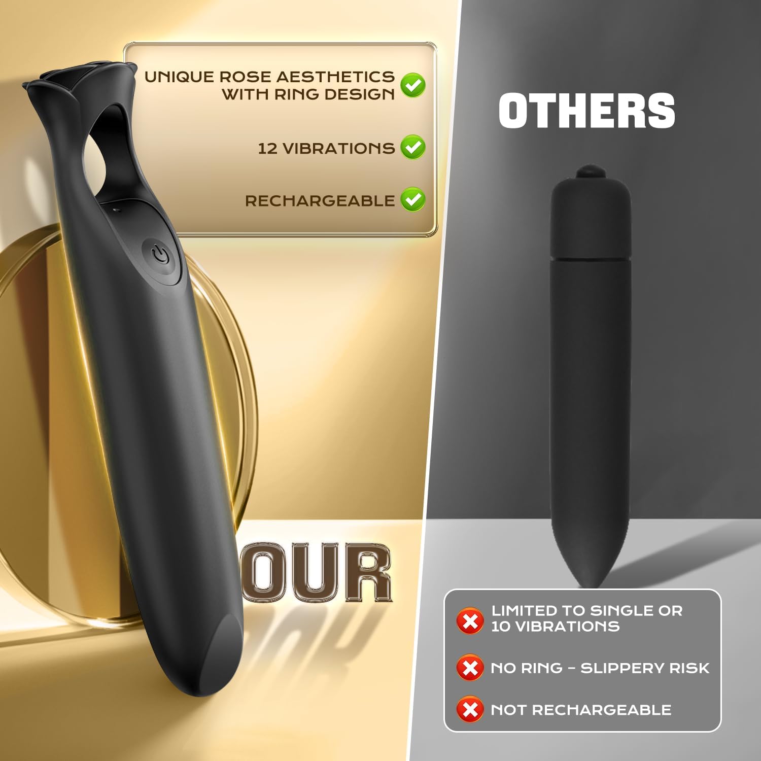 12 Vibrating Modes Rose Mini Vibrator - 