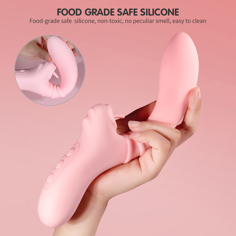 10 Frequency Wiggle Dildo Vibrator Clitoris Tongue Licking G-spot Massager - 