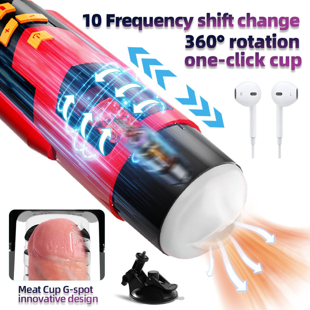 Rocket - Handfree Interactive Sexy Voice Telescopic Rotating Male Masturbator Toy - 