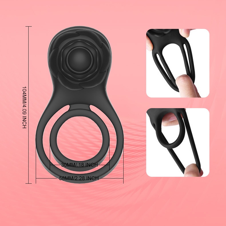 Rose Shackle Plus App Remote Control Vibration Penis Ring For Couples - 