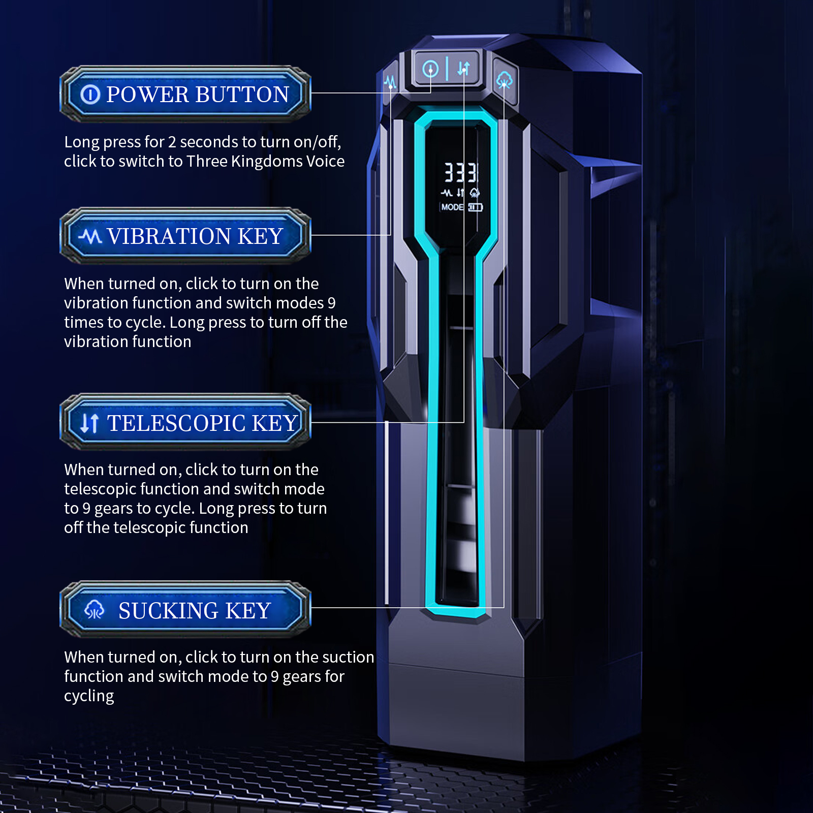 Telescopic Sucking Vibrating 3-in-1 Deepthroat Male Masturbator - 