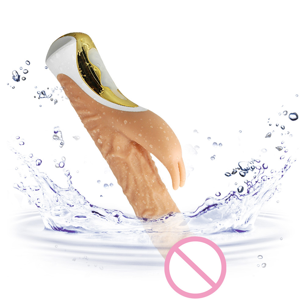 Rotation Vibrating Silicone Realistic Dildo Rabbit Vibrator - 