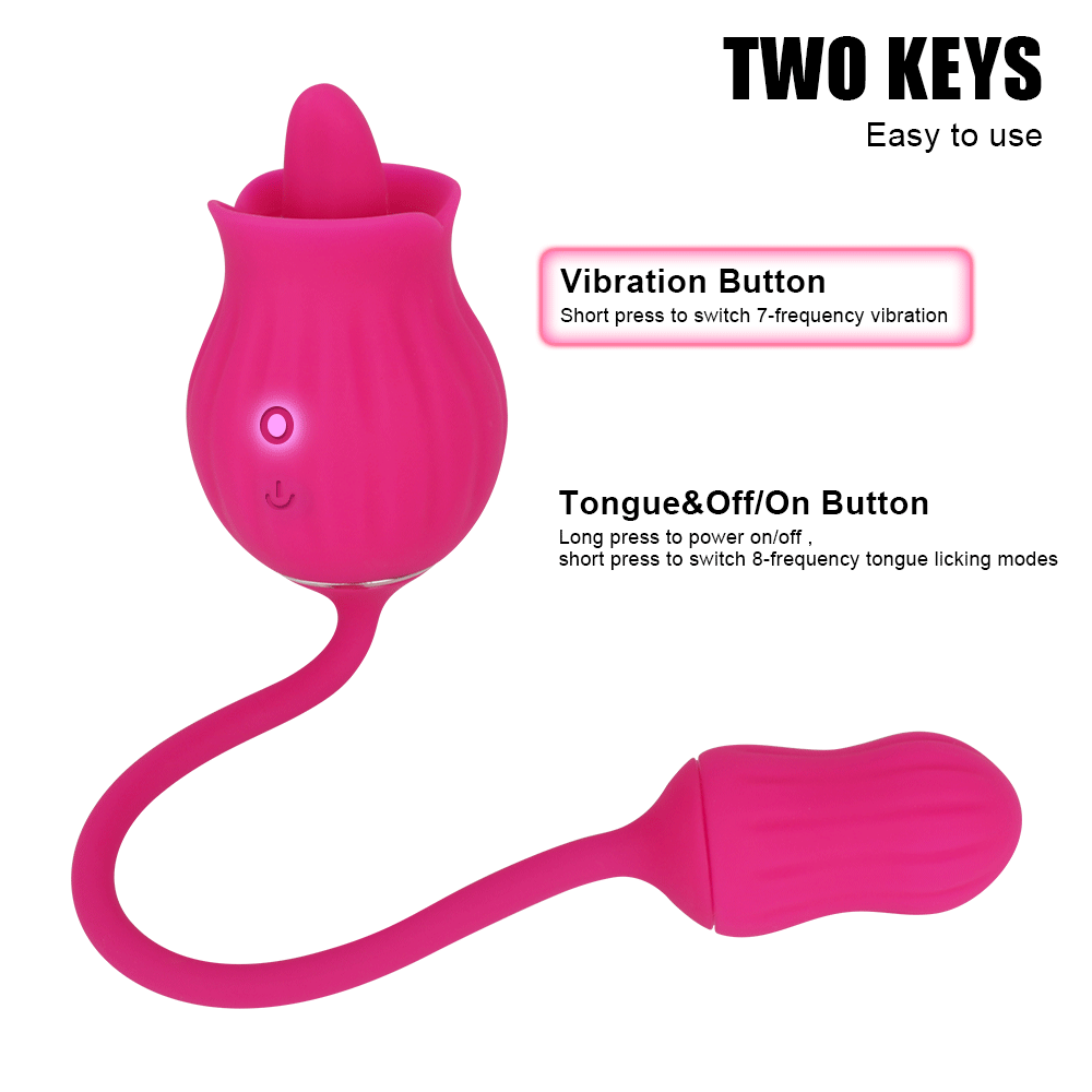 Tongue-licking Rose Toy With Vibrating Egg Clitoral Vaginal Stimulation Masturbation Toy - 