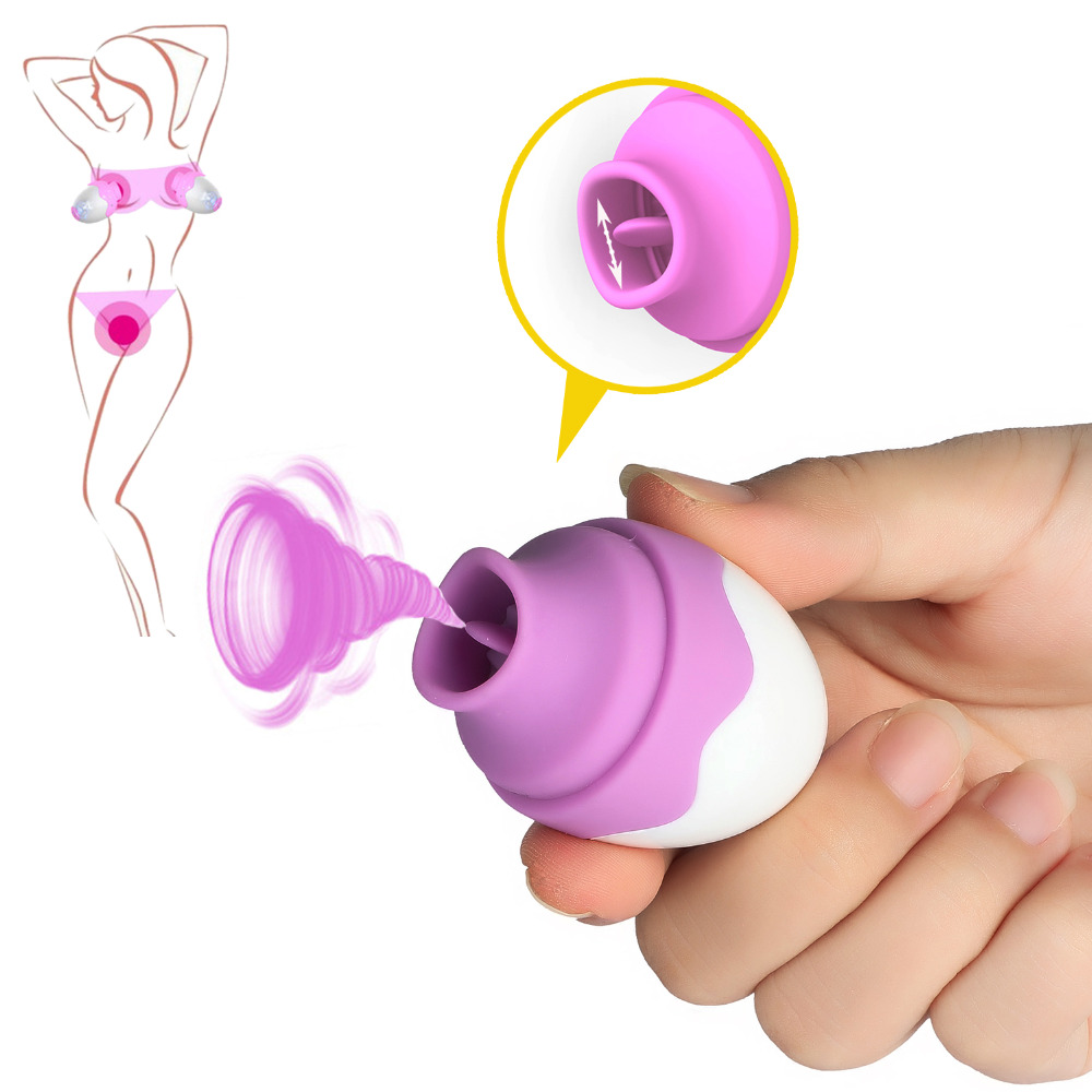 Tongue Licking Vibrating Egg Clitoris Nipple Stimulator Sex Toy For Women - 