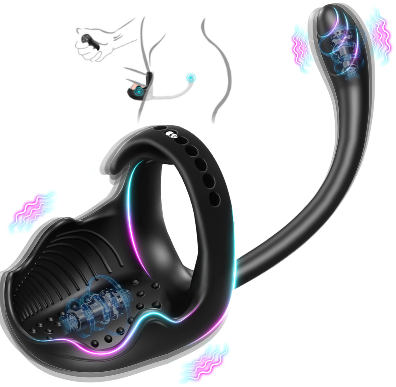 Lock Sperm Ring Remote Control Anal Vibrators with Testicle Vibration and Cock Ring Vibrators for Men - 