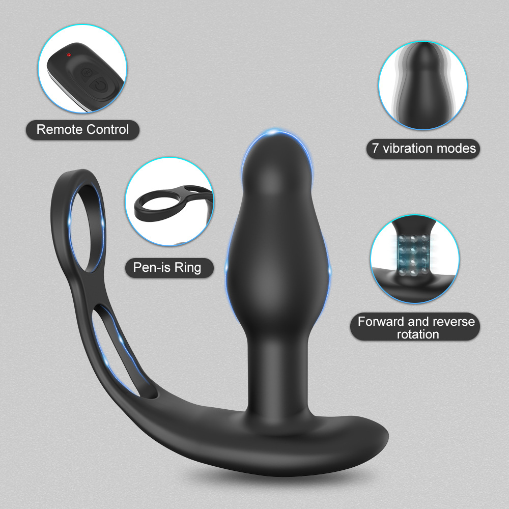 Wireless Remote Control Vestibular Anal Plug Dilator Prostate Massager With Ring - 