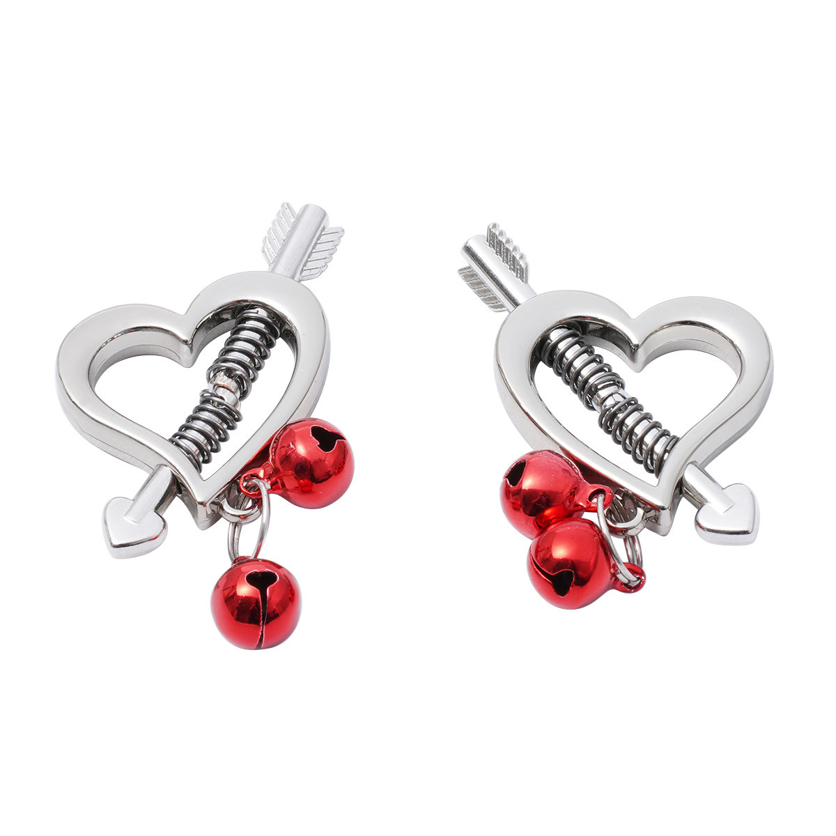 Heart Shape Adjustable Nipple Clamp Clips With Bell - 