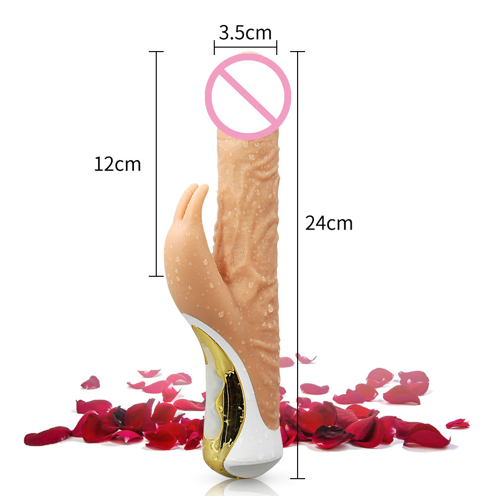 Rotation Vibrating Silicone Realistic Dildo Rabbit Vibrator - 