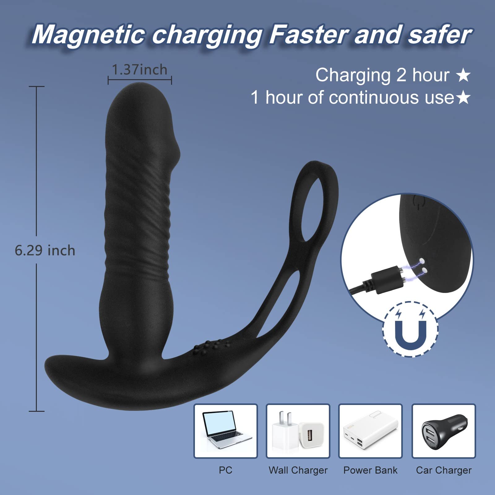 Wireless Remote Control Telescopic Strong Shock Prostate Massager - 