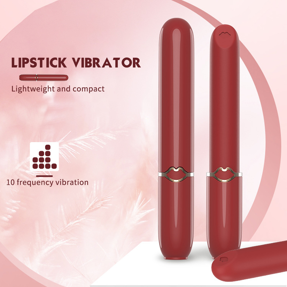 Portable Rechargeable Sleek Red Lipstick Vibrator - 