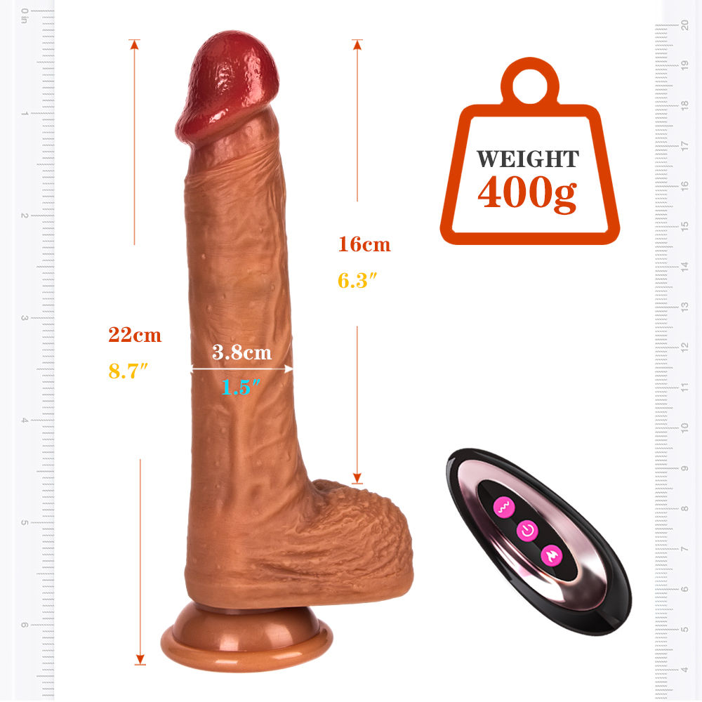 R19 4-in-1 Simulation Vibrating Dildo Heating Rotating Telescopic Female Sex Toy - 