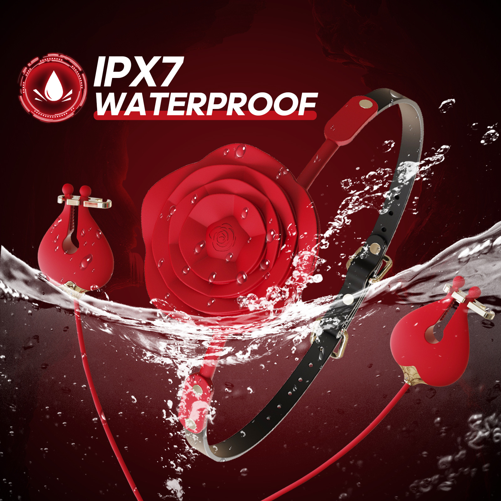 2 In 1 New Rose Nipple Clamp Vibrator With Vibrating Ball Gag - 