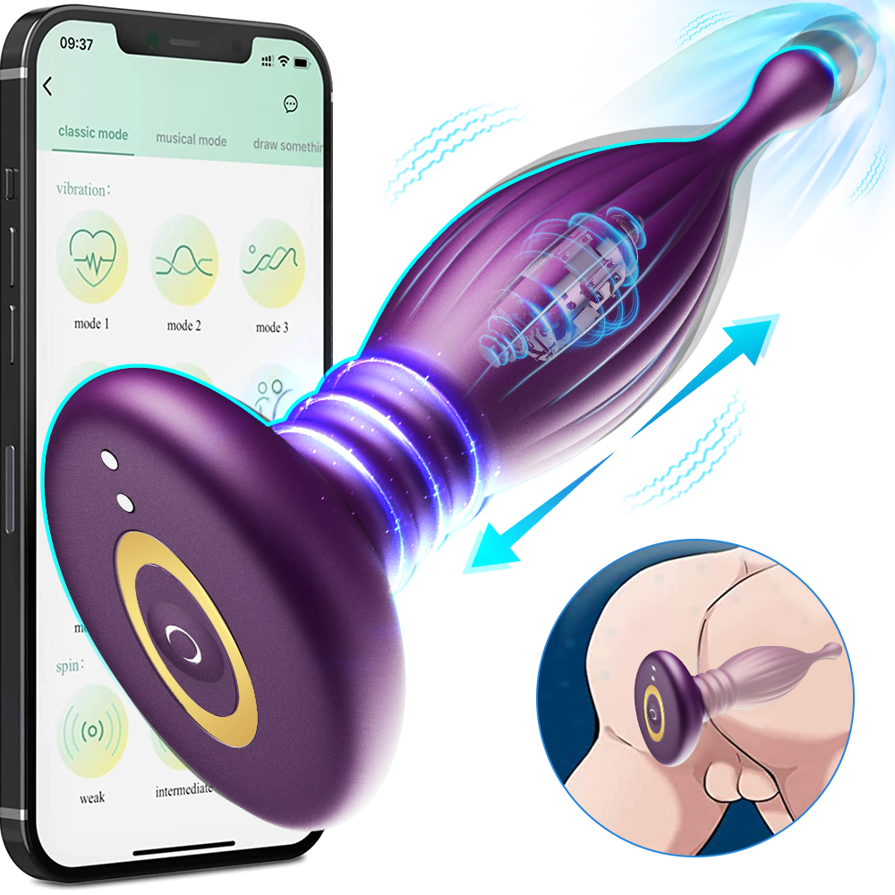 Lucas App Remote Control 2-in-1 Thrusting Anal Vibrator - 