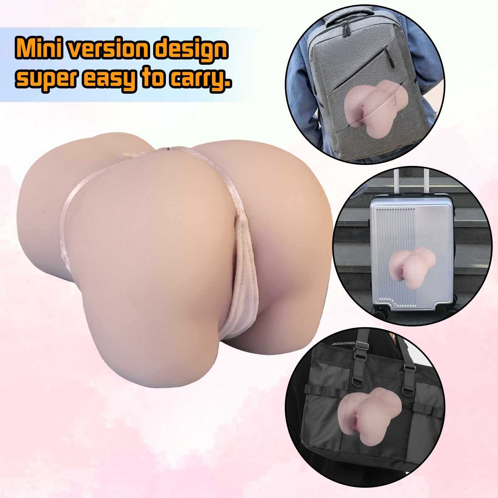Simulated Dual-channel Male Masturbator 1.2kg Adult Toy Fleshy Pocket Pussy with Vagina & Anal - 