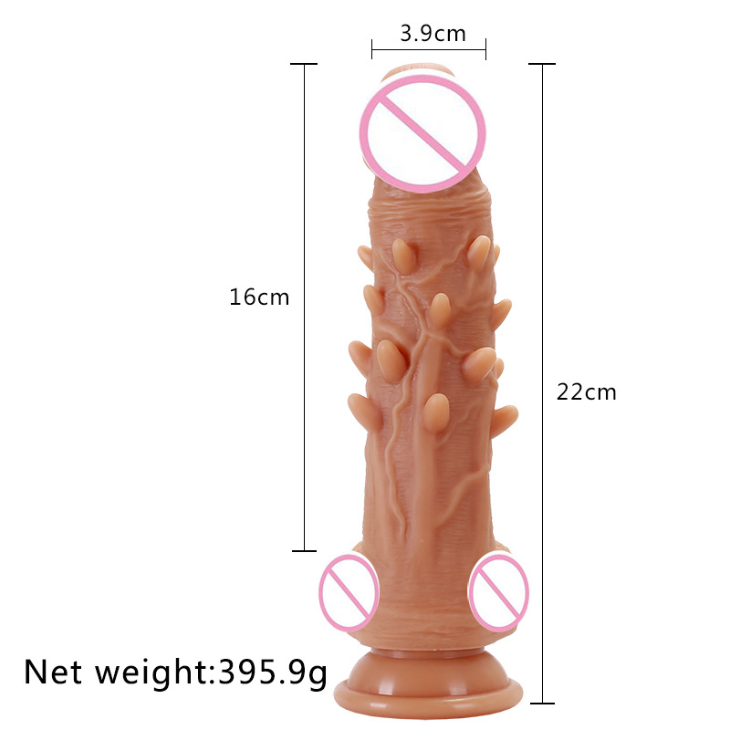 Wireless Remote Control Telescopic Heating Vibration Barbed Penis - 