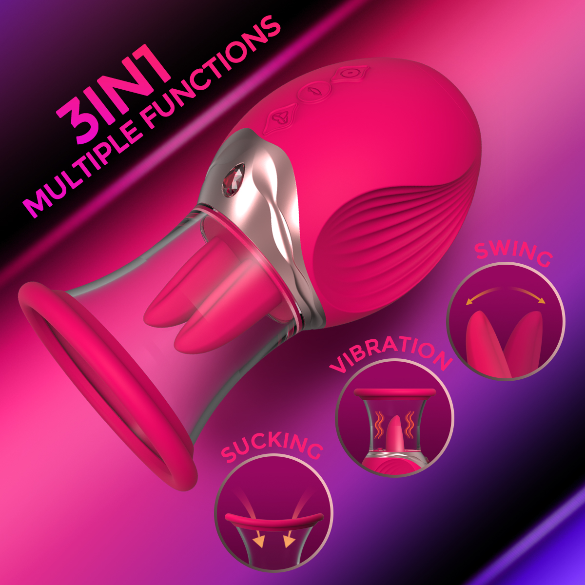 Elsa 1.0 Dual-tongue Licking Sucker Clit & Nipple Stimulation Masturbation Sex Toy - 