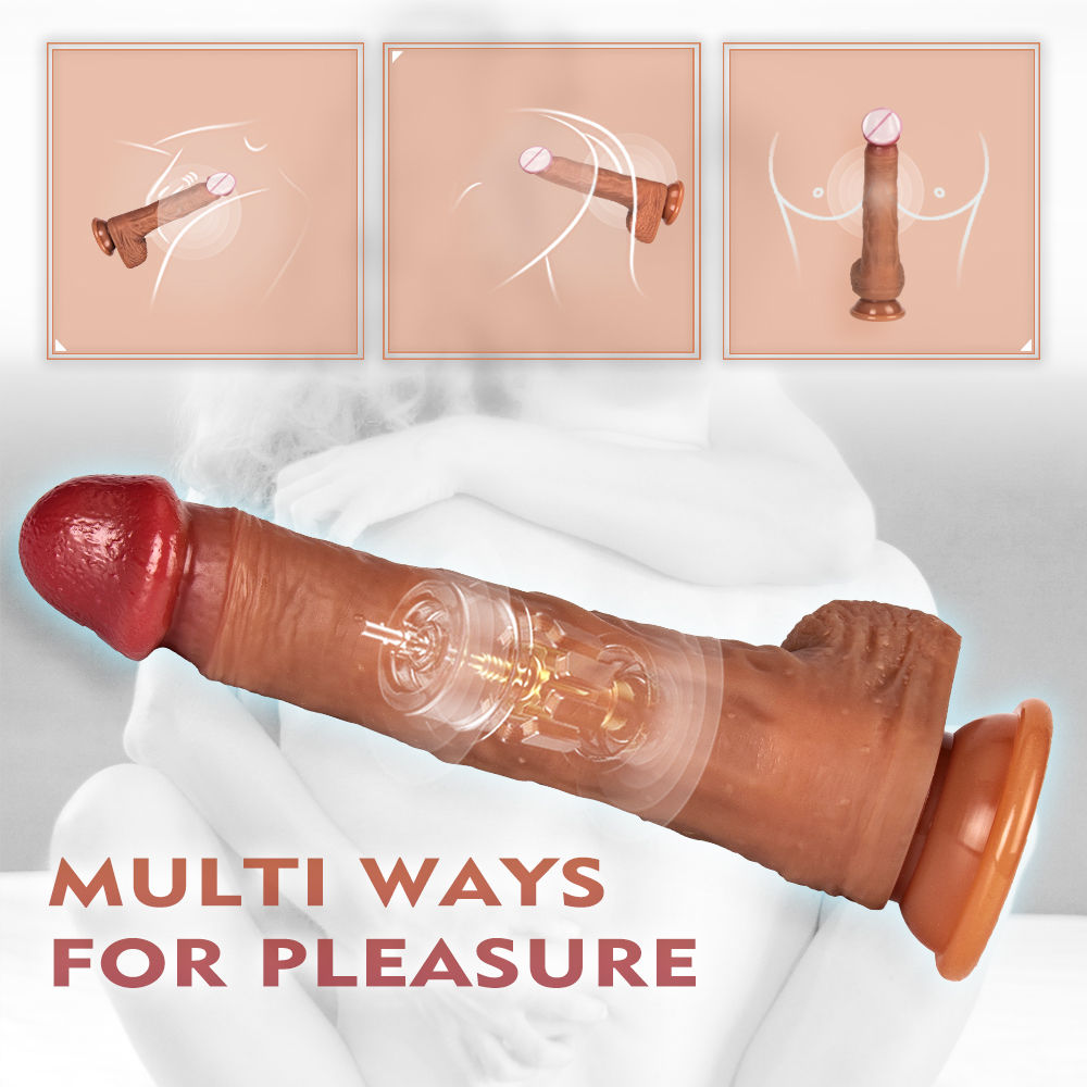 R19 4-in-1 Simulation Vibrating Dildo Heating Rotating Telescopic Female Sex Toy - 