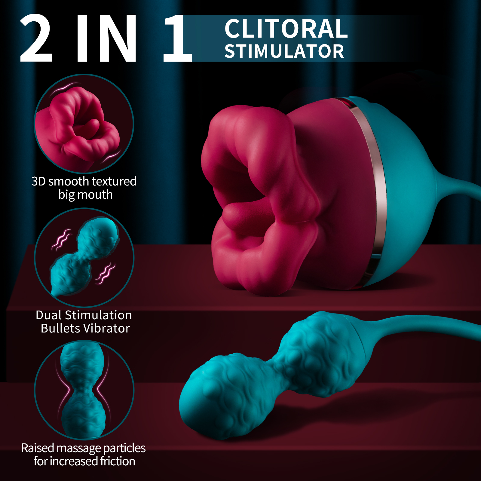 Hedda Tongue-licking Rose Clit Stimulator& Egg Vibrator - 