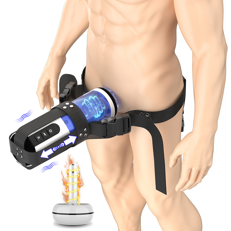 Buff - Waterproof Heating Sucking Telescopic Vibration Masturbation Cup With Strap On Harness - 