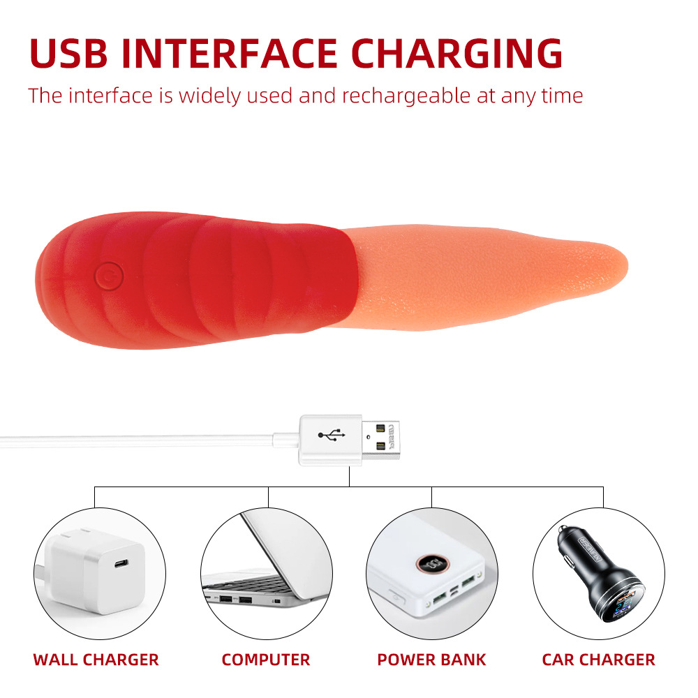Helran Tongue Vibrator Clitoral Breast Massage Stimulation Toy - 