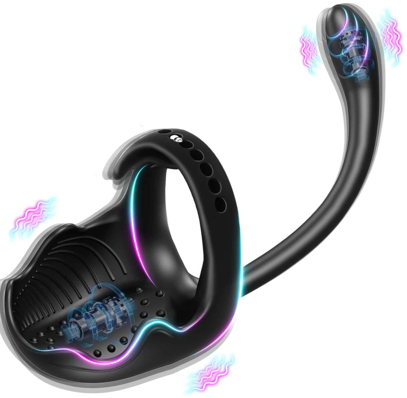 Lock Sperm Ring Remote Control Anal Vibrators with Testicle Vibration and Cock Ring Vibrators for Men - 