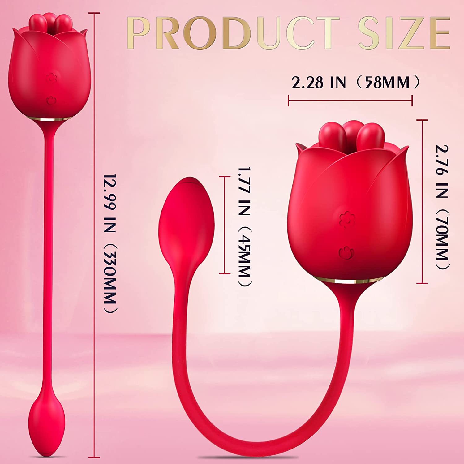 S475-3 Three Pistils Rose Toy With Vibrating Bud Nipple G-Spot Massage Stimulation - 