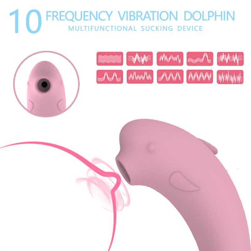 Dolphin Suction Vibrator Female Nipple Clitoris Suction Cup Massager - 