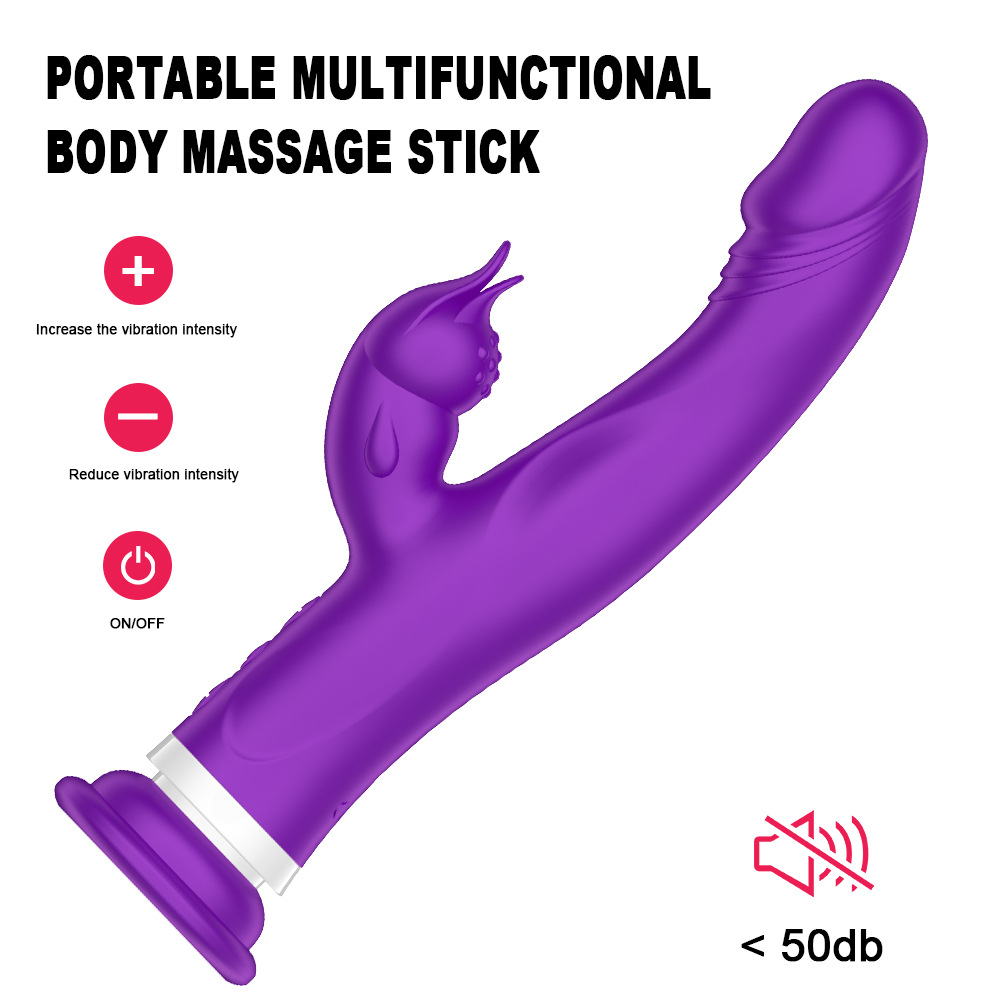 Heating Rabbit Dildo Vibrator With Suction Cup - 