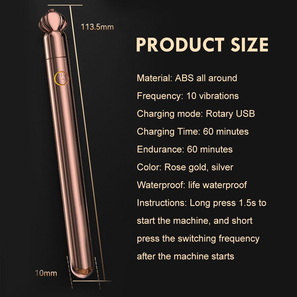 10 Frequency Strong Shock Slim Discreet Vibrator Full Body Massage Anal Breast Vaginal Stimulation Sex Toy - 